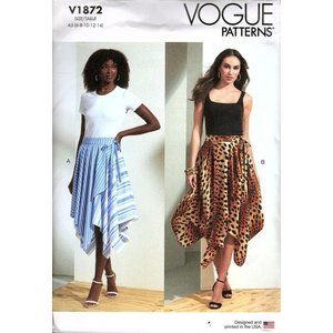 Vogue V1872 Misses 6 to 14 Asymmetrical Wrap Skirt Uncut Sewing Pattern 2022